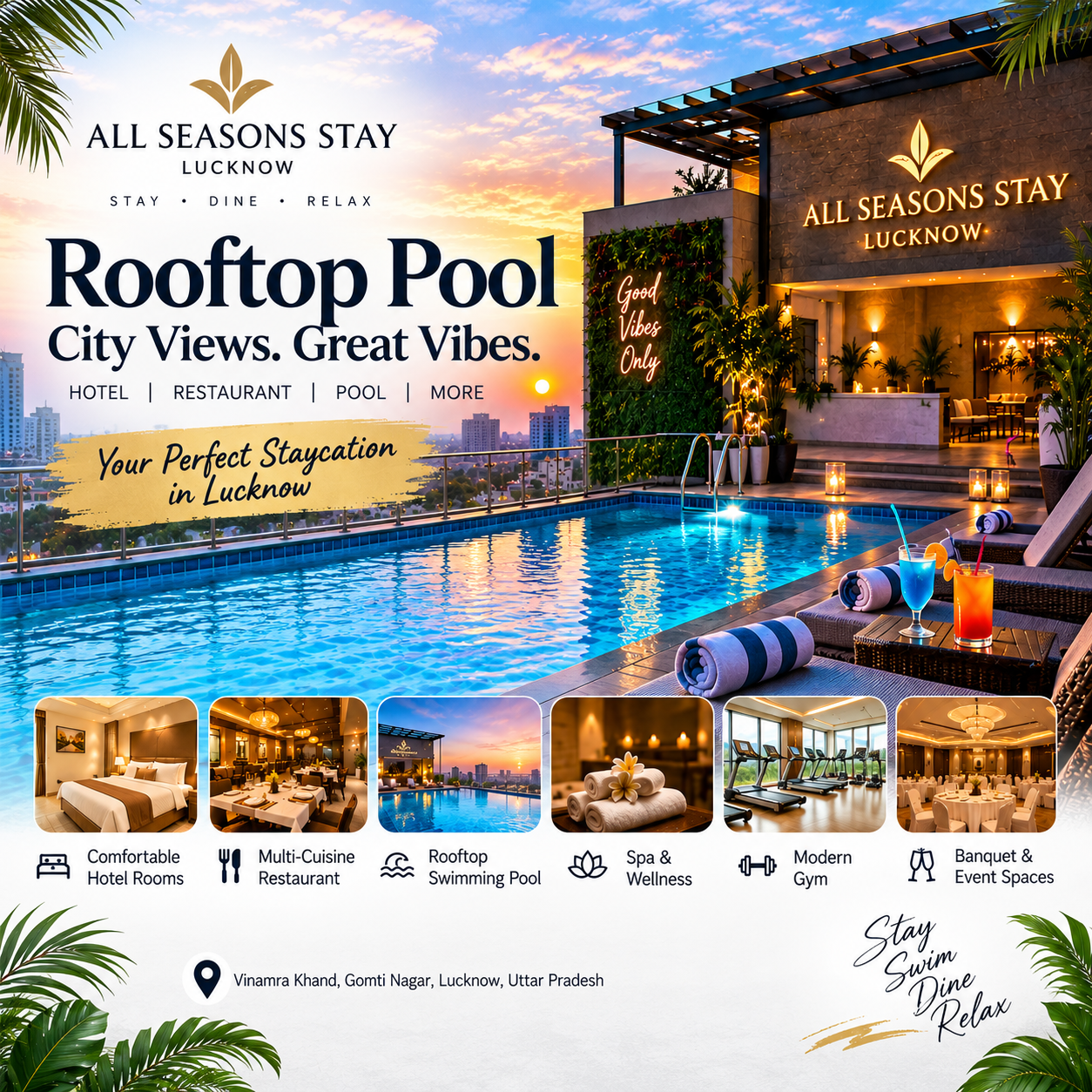 All Seasons Stay Lucknow – Rooftop Pool, Hotel & Dining Experience